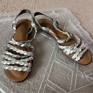 Karen Scott Sport Strappy Silver Leather Sandals